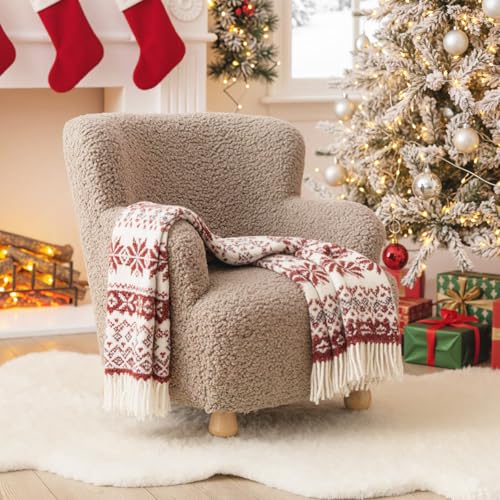 Kids Upholstered Armchair - Ergonomic Toddler Reading Chair, Coffee