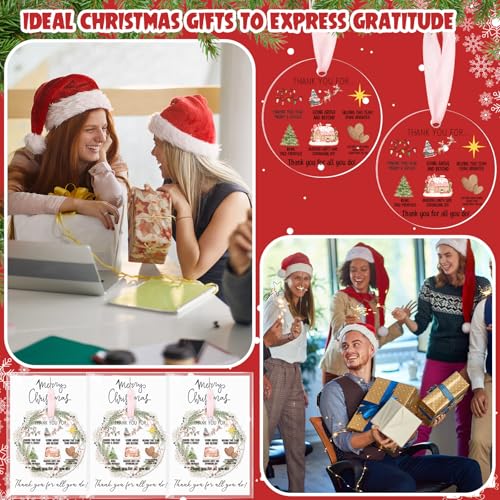 Kathfly 24 Sets Coworkers Appreciation Christmas Ornaments with Cards