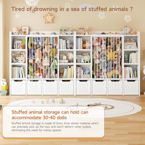 3-in-1 Toy Storage Organizer with Stuffed Animal Zoo and 4 Drawers