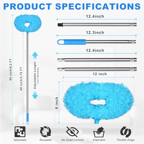 Microfiber Ceiling Fan Duster with Extendable Pole - Bendable Cleaning Brush