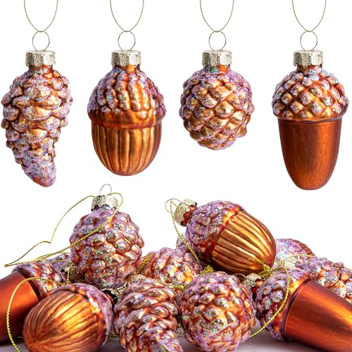 Watayo 12Pcs Christmas Glass Pinecone Ornaments - A Style, Holiday Decor