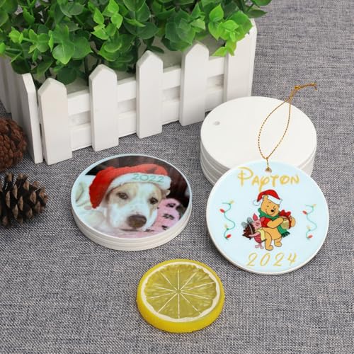 40 Pcs 2.95 Inch Ceramic Sublimation Ornaments Blanks with Holes for Personalization