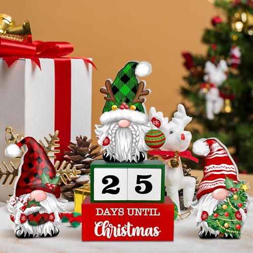 Christmas Advent Calendar 2025 Countdown to Christmas -30 Days Gnomes Classic Rustic Wood Sign Table Decor Holiday Home Decoration (01)