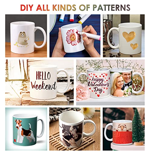 Yephets 12-Pack 11 oz White Ceramic Sublimation Coffee Mugs - Medium DIY Set