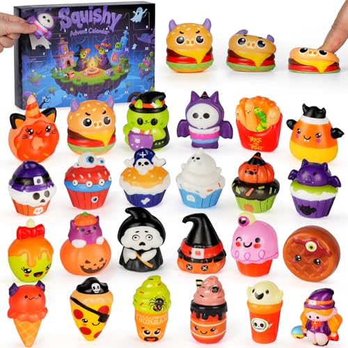 Halloween Squishy Advent Calendar with 24 Pcs Slow Rising Squeeze Toys