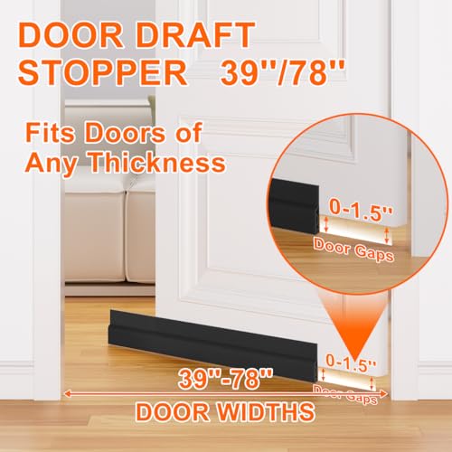 Silicone Door Draft Stopper - Adjustable Under Door Sweep Seal, 39 Inch