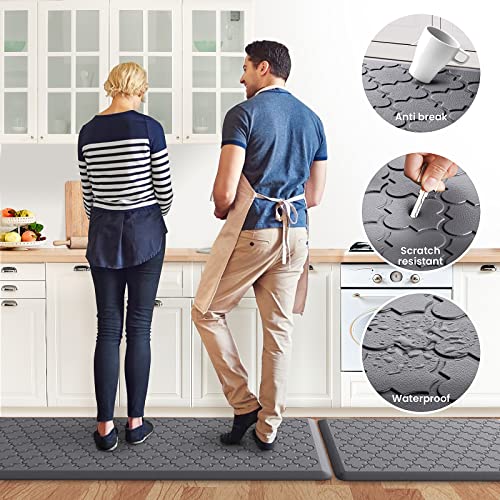 2 PCS Cushioned Anti-Fatigue Kitchen Mat Set, 0.47-Inch Thick Memory Foam