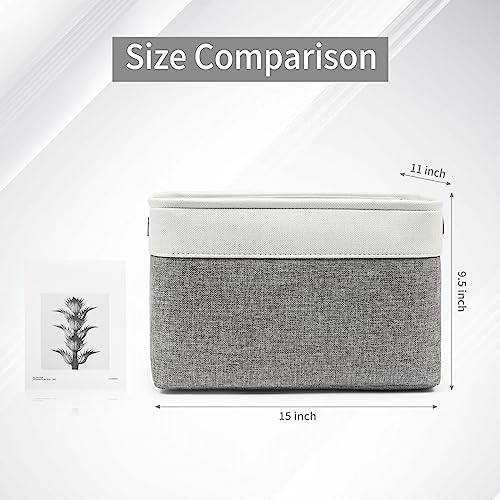 Large Fabric Storage Baskets 3 Pack for Shelves and Closets Grey