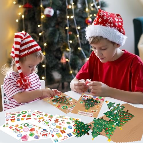 COCHIE Christmas Tree Card Making Kit - 24 DIY Holiday Greeting Cards & Decorations