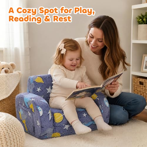 3-in-1 Foldable Kids Couch - Convertible Toddler Chair, Bed & Lounger