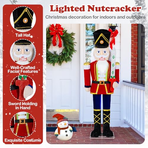 Tangkula 5 ft Lighted Nutcracker Soldier with Glitter Sword – Variation 1