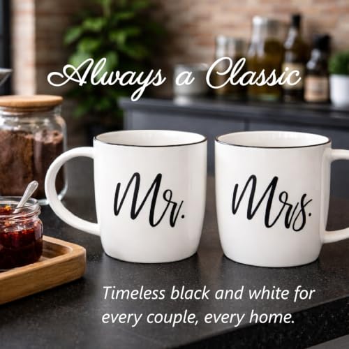 Mr. & Mrs. Coffee Mug Set 13oz Ceramic Couples Gift Ready to Gift