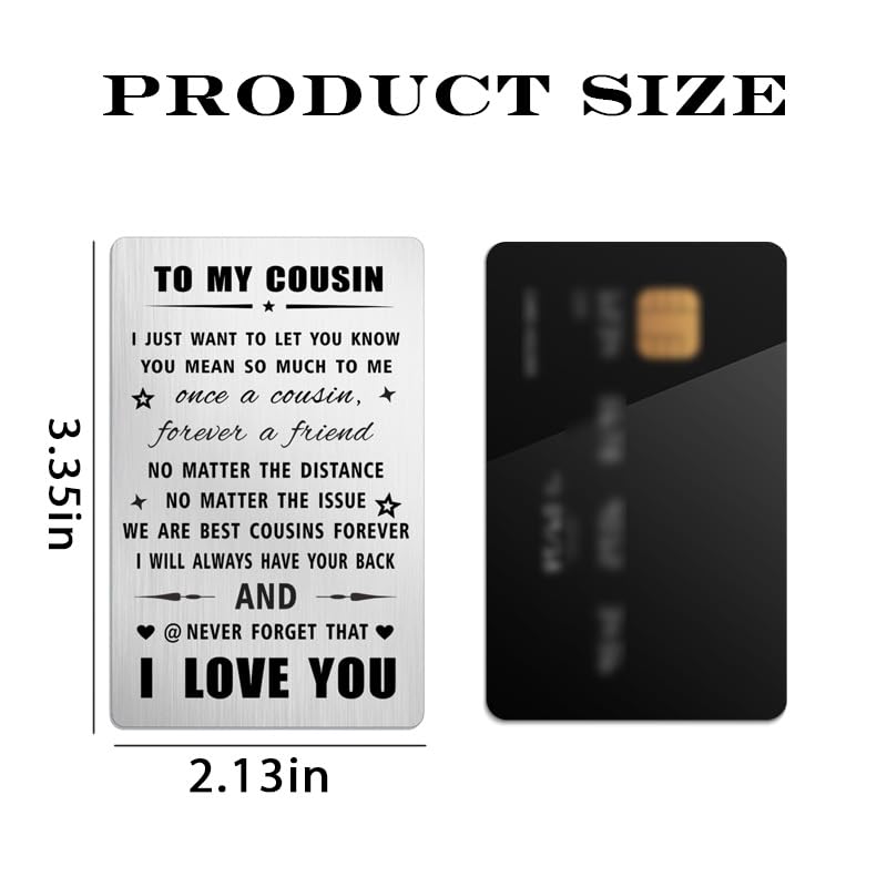 Stainless Steel Cousin Wallet Card - Engraved Gift for Women & Men