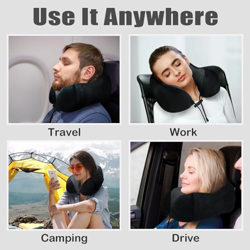 Travel Neck Pillow - Memory Foam U-Shaped with Eye Mask & Earplugs
