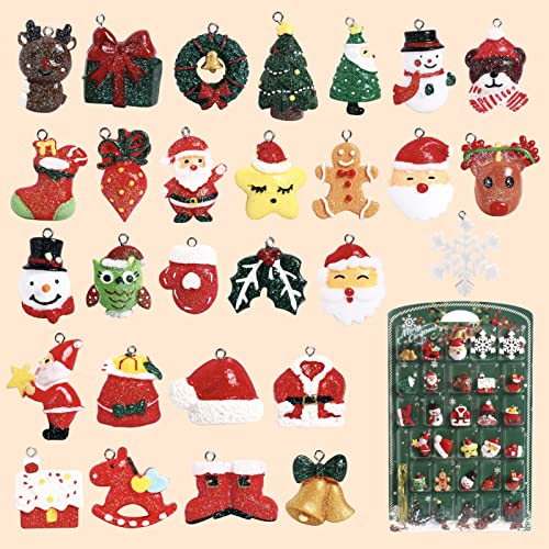 30-Piece Mini Resin Christmas Tree Ornament Set, Festive Holiday Charms