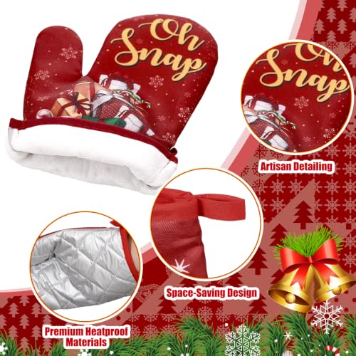 Qinyoung 48 Pcs Christmas Oven Mitts & Pot Holders Set - Black Santa Theme