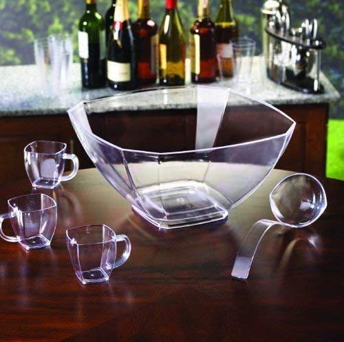 Large 3-Gallon Square Heavyweight Plastic Serving Bowl for Parties
