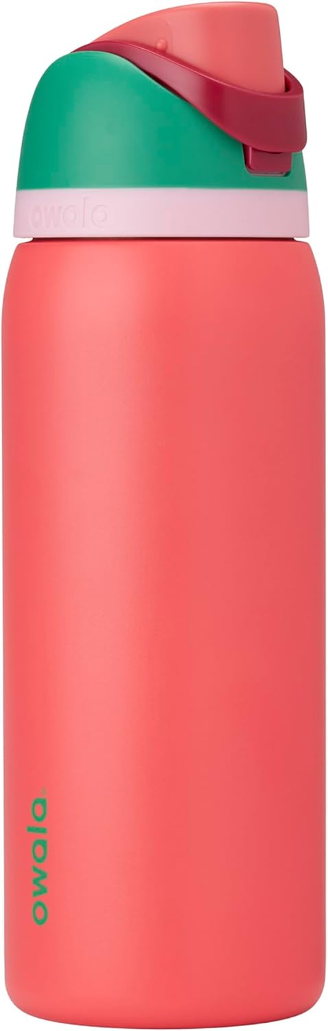 Owala FreeSip 32 oz Insulated Stainless Steel Water Bottle - BPA-Free, With Straw, Perfect for Sports & Travel | Strawberry Fields