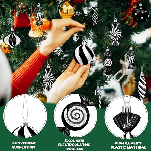 Fayoo 48pcs Black Candy Christmas Ornaments Set for Tree & Decor