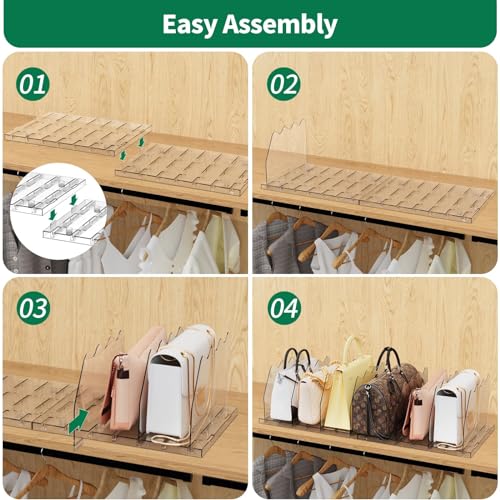 Clear Acrylic Shelf Dividers for Closet Handbag and Purse Storage