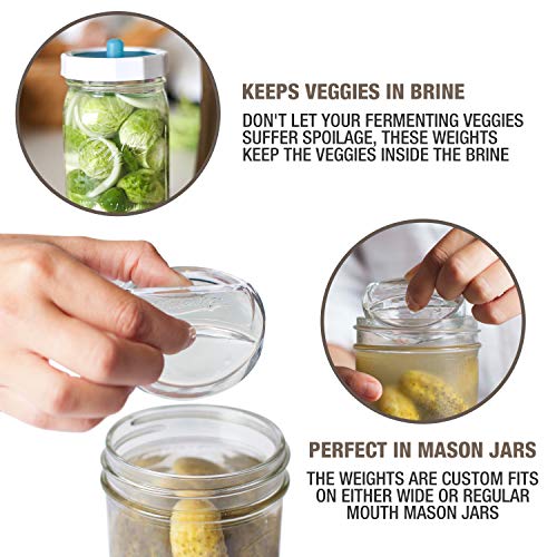 Glass Fermenting Weights for Small Mouth Mason Jars - Pickling Weight Set