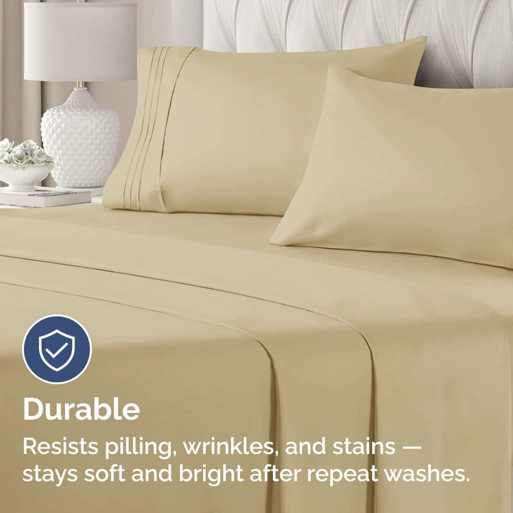 Skiennix Queen Pillow Cases Set of 2 - Ultra Soft Hotel Quality - Wrinkle Free & Stain Resistant - Beige