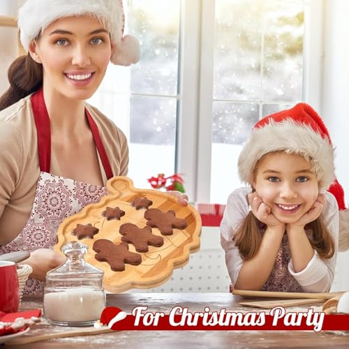 Santa & Reindeer Charcuterie Board Set – 2pc Bamboo Serving Trays