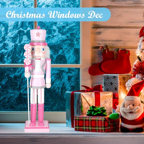 Christmas Nutcracker Decor - 14.2 Inch Wooden Collectible Ornament - Square Bottom Lollipop