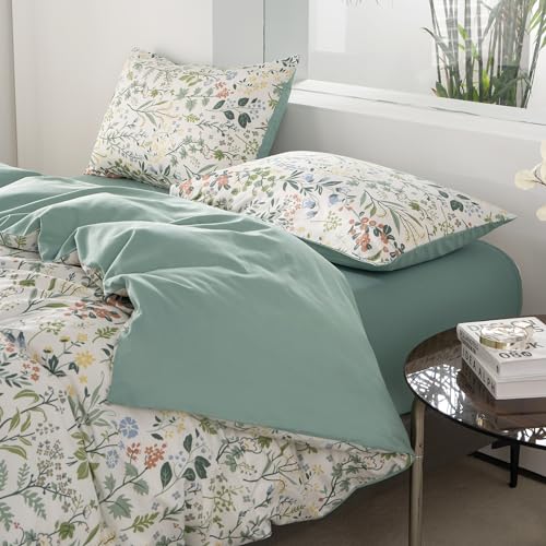 Floral Twin Duvet Cover Set - 100% Microfiber with Zipper Closure