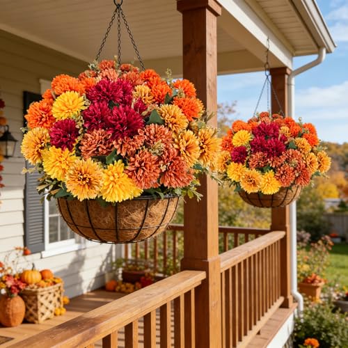 10 Pcs UV Resistant Artificial Mums - Realistic Faux Fall Flowers