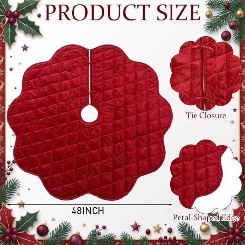 Junkin 48-Inch Quilted Christmas Tree Skirt - Red, Reversible Rust/Red