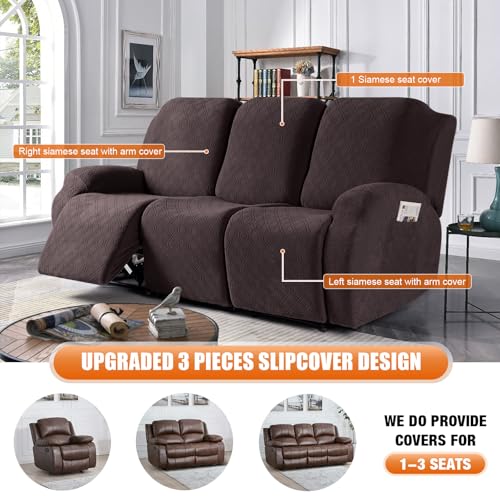 Stretch Recliner Couch Cover - Chocolate, 3 Seater, Soft & Washable Protector
