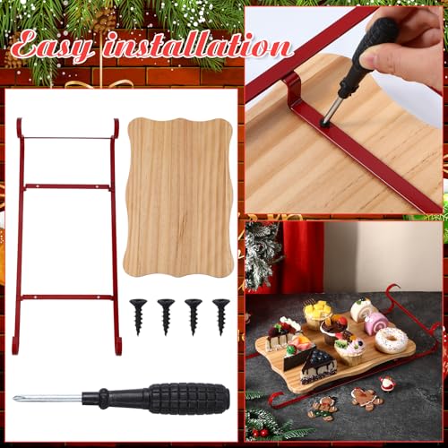 Christmas Wooden Sleigh Serving Board Set with Stand - Holiday Party Platter
