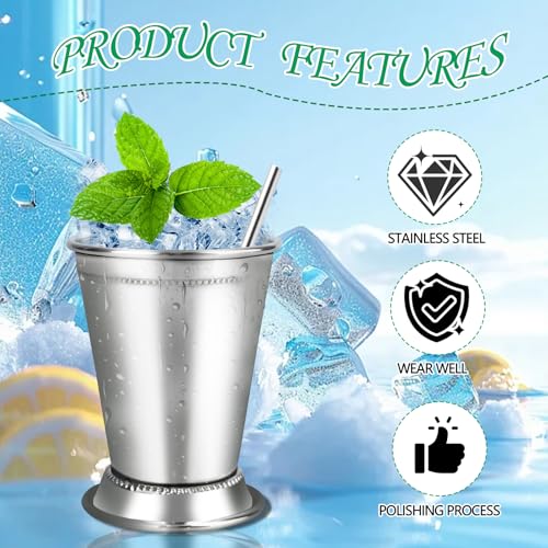 ETCYAOXIN 4 Pcs Stainless Steel Mint Julep Cups, 12oz Silver Cocktail Glasses Set