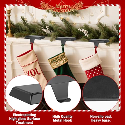 Adjustable Christmas Stocking Holders for Fireplace Mantle - 4 Pack