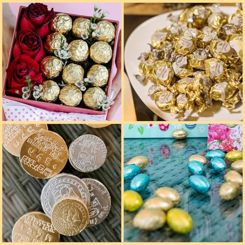 uxcell Gold 6 x 6 Inch Aluminum Foil Candy Wrappers 100pcs for Chocolate & Dessert Packaging