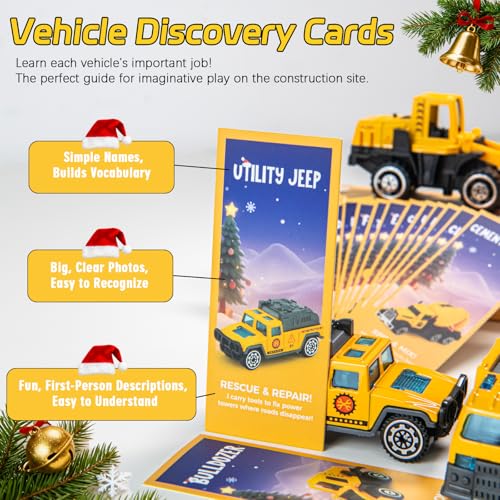 Kids Construction Truck Advent Calendar - 24-Day Christmas Countdown Toy Set