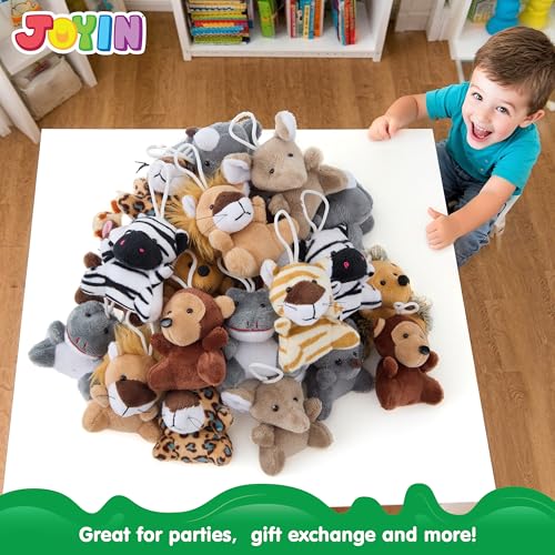 JOYIN 24 Pcs Mini Safari Animal Plush Toys (24 Units 3" Each), Animals Keychain Decoration for Kids, Small Stuffed Animal Bulk for Kids, Carnival Prizes, School Gifts, Christmas Goodie Bags
