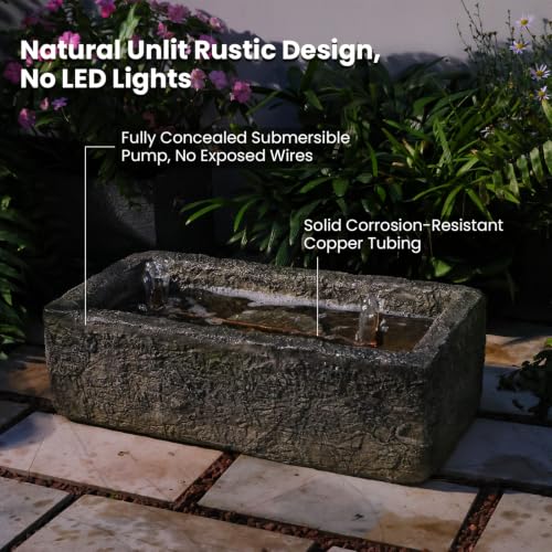 Rustic Water Fountain with Copper Tubing - Faux Stone Garden Decor