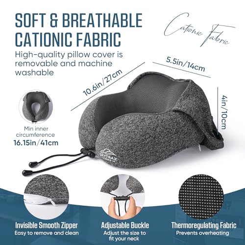 Travel Neck Pillow with Hood - Memory Foam for Airplane Sleep