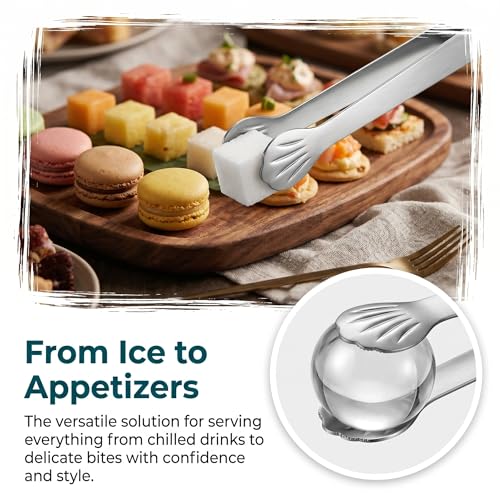 3-Piece Stainless Steel Ice Tongs Set for Cocktails & Food Serving