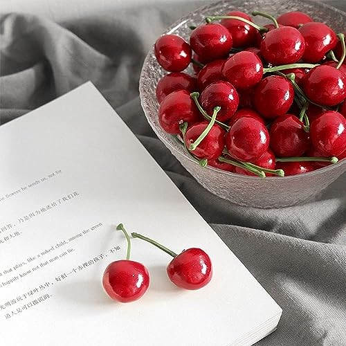 20 Pcs Red Artificial Cherries - Lifelike Decorative Fruit Ornaments