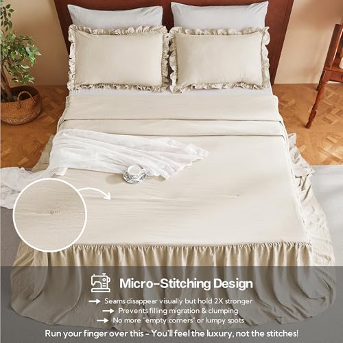 MR&HM Shabby Chic Microfiber Bedspread Set - 30" Ruffle Drop Skirt
