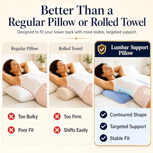 Memory Foam Lumbar Support Pillow for Bed Sleeping & Back Pain Relief