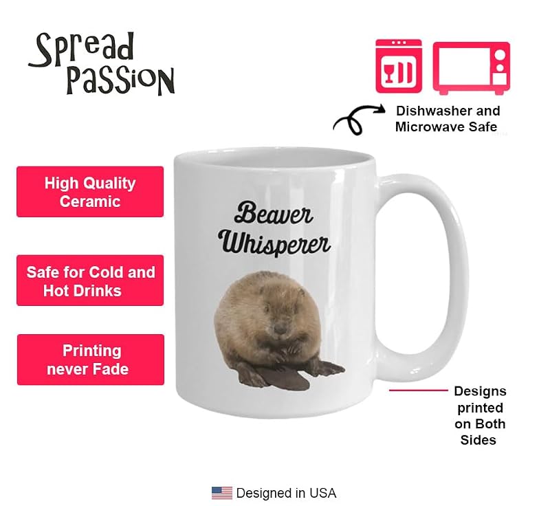SpreadPassion Beaver Whisperer Mug - 11oz Funny Coffee & Tea Cup Gift