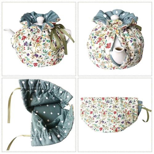 Insulated Cotton Tea Cozy for 27-34oz Teapots - Floral Print Tea Warmer