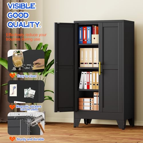 47.2-Inch Tall Metal Garage Storage Cabinet with Adjustable Shelves
