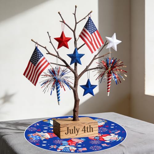 15-Inch Reversible Mini Tree Skirt - Patriotic 4th of July & Summer Gnomes