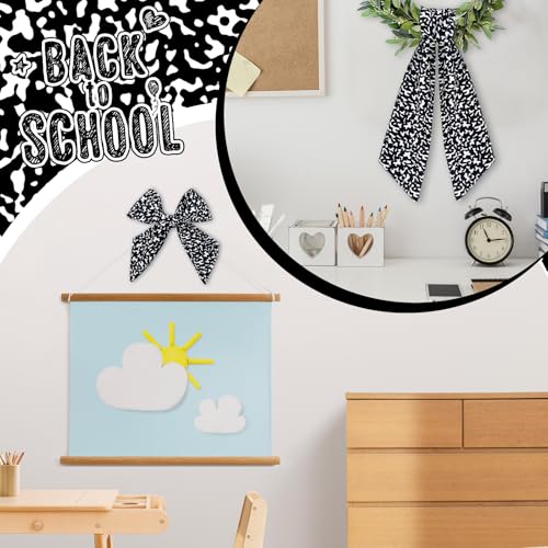 2 Pcs Back to School Wreath Sash Black White Composition 55x5 Inch