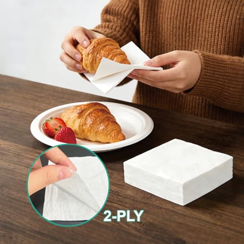 JHUEOPQD 1200 Count Disposable Cocktail Napkins 2-Ply White 4.5 x 4.5 Inch Bulk Pack for Weddings & Parties